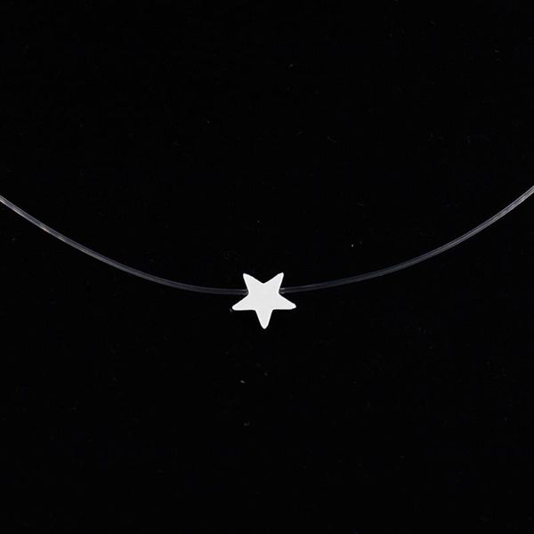 pendant necklaces transparent fishing line star necklace silver color invisible heart choker chain for women collier femme 
pendant necklaces transparent fishing line star necklace silver color invisible heart choker chain for women collier femme