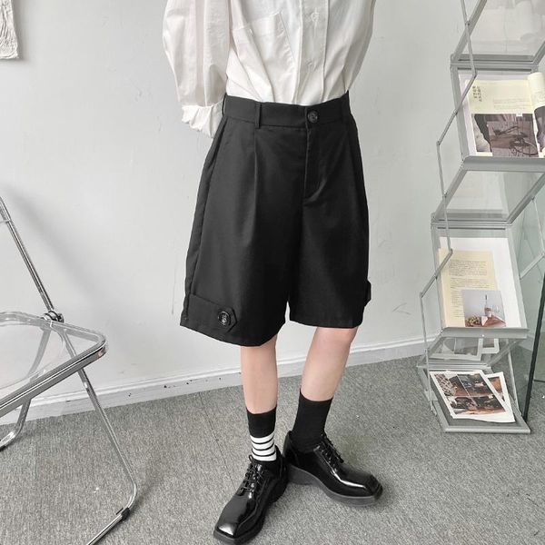 men's shorts 2021 summer korean style simple unique flared men casual loose black suit size s-xl, White;black 
men's shorts 2021 summer korean style simple unique flared men casual loose black suit size s-xl, White;black