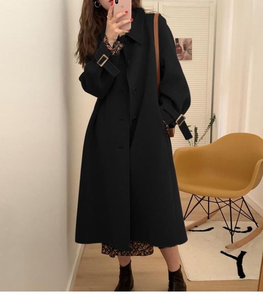 women's wool & blends cmaz 2021 autumn and winter mid-length below the knee woolen coat small, Black
women's wool & blends cmaz 2021 autumn and winter mid-length below the knee woolen coat small, Black