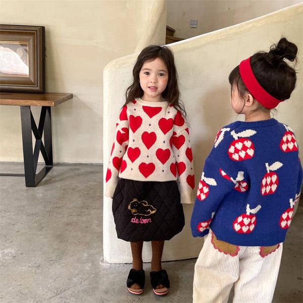 pullover 2021 winter korean children's love apple sweater girls' thickened, Blue
pullover 2021 winter korean children's love apple sweater girls' thickened, Blue