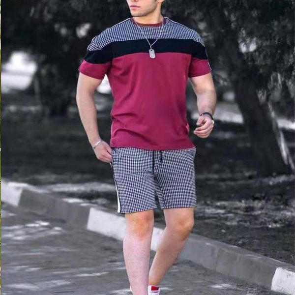 men's tracksuits summer casual fashion trend splicing suit sports short-sleeved t-shirt+shorts loose two-piece set of 2021, Gray
men's tracksuits summer casual fashion trend splicing suit sports short-sleeved t-shirt+shorts loose two-piece set of 2021, Gray