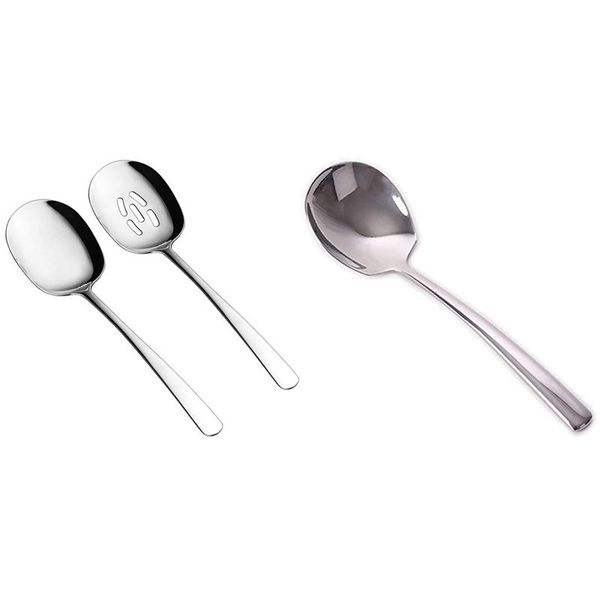 spoons 6 pcs serving spoon, silverware, cooking spoon,22.2x6.3cm & 25x7.2cm
spoons 6 pcs serving spoon, silverware, cooking spoon,22.2x6.3cm & 25x7.2cm