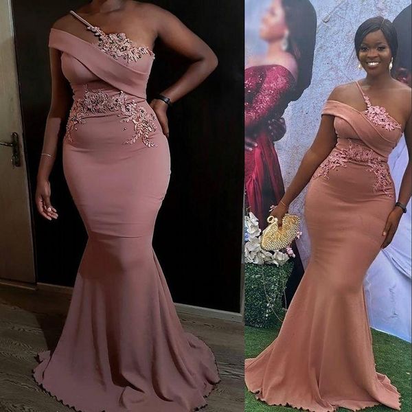 2021 blush pink arabic aso ebi mermaid prom dresses lace appliques crystal beaded evening dresses one shoulder formal party second reception, Black
2021 blush pink arabic aso ebi mermaid prom dresses lace appliques crystal beaded evening dresses one shoulder formal party second reception, Black