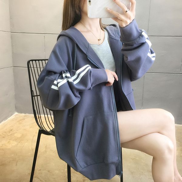 hoodie ins2021 solid color loose student large korean 's zipper cardigan et women, Black
hoodie ins2021 solid color loose student large korean 's zipper cardigan et women, Black