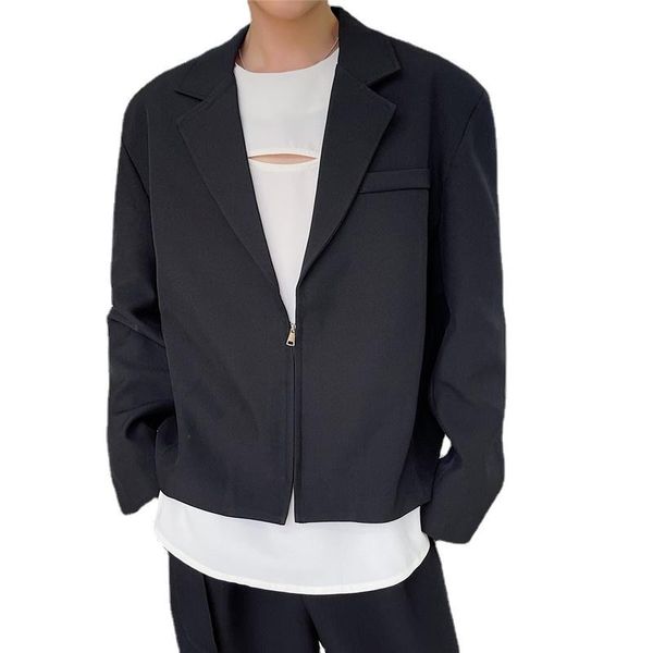 men's suits & blazers zipper suit blazer men korean fashion streetwear vintage loose casual short jacket male office coat outerwear, White;black
men's suits & blazers zipper suit blazer men korean fashion streetwear vintage loose casual short jacket male office coat outerwear, White;black