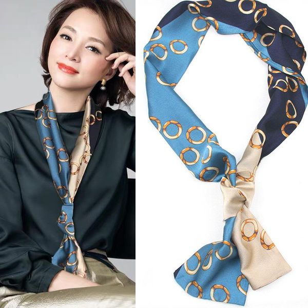 scarves chen yao celebrity style narrow strip xiao si jin women's printed silk satin versatile korean-style bag decoration small necker, Blue;gray
scarves chen yao celebrity style narrow strip xiao si jin women's printed silk satin versatile korean-style bag decoration small necker, Blue;gray
