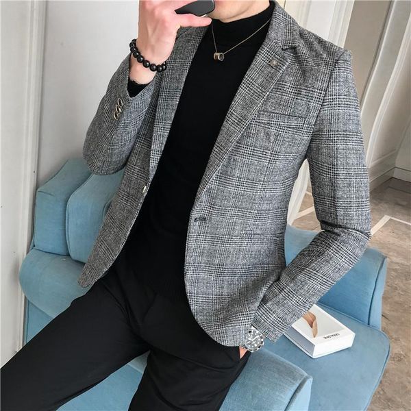 men's suits & blazers men classic british style plaid male slim fat business casual blazer coat fashion outerwear jacket, White;black
men's suits & blazers men classic british style plaid male slim fat business casual blazer coat fashion outerwear jacket, White;black