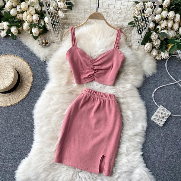 two piece dress ins fashion women set solid sleeveless ruched v-neck crop and elastic waist mini pencil skirt suits club outfi, White
two piece dress ins fashion women set solid sleeveless ruched v-neck crop and elastic waist mini pencil skirt suits club outfi, White