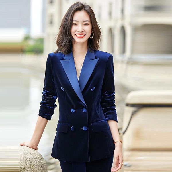 women's two piece pants izicfly autumn winter velvet woman suits with pant set ladies novelty business blazer and trouser, White
women's two piece pants izicfly autumn winter velvet woman suits with pant set ladies novelty business blazer and trouser, White
