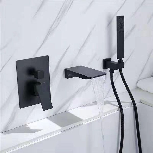 black chrome brass bathtub faucet wall or deck mounted 3pcs waterfall mixed taps with hand shower bathroom sets
black chrome brass bathtub faucet wall or deck mounted 3pcs waterfall mixed taps with hand shower bathroom sets