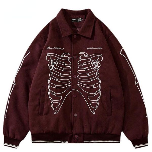 men's jackets skeleton bone embroidered winter jacket mens thicken varsity couple harajuku retro streetwear warm outwear 2021, Black;brown
men's jackets skeleton bone embroidered winter jacket mens thicken varsity couple harajuku retro streetwear warm outwear 2021, Black;brown