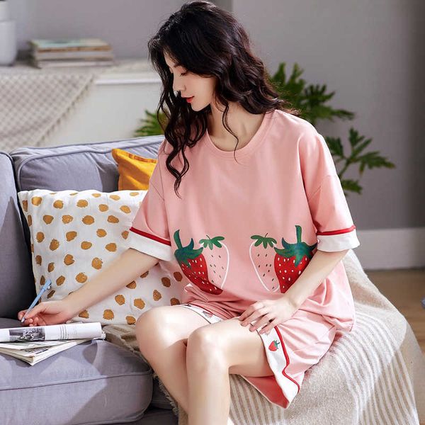 women's sleepwear summer pajamas shorts sets for women korean fashion kawaii strawberry print pink pijamas set cotton pyjama ayk9, Black;red
women's sleepwear summer pajamas shorts sets for women korean fashion kawaii strawberry print pink pijamas set cotton pyjama ayk9, Black;red