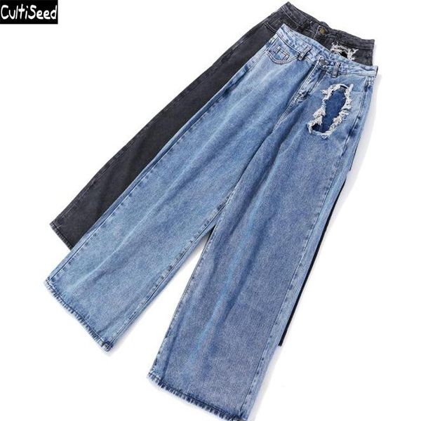 cultiseed women denim wide leg pant trousers female fashion ripped hole loose casual long jeans pants ladies women's, Blue
cultiseed women denim wide leg pant trousers female fashion ripped hole loose casual long jeans pants ladies women's, Blue
