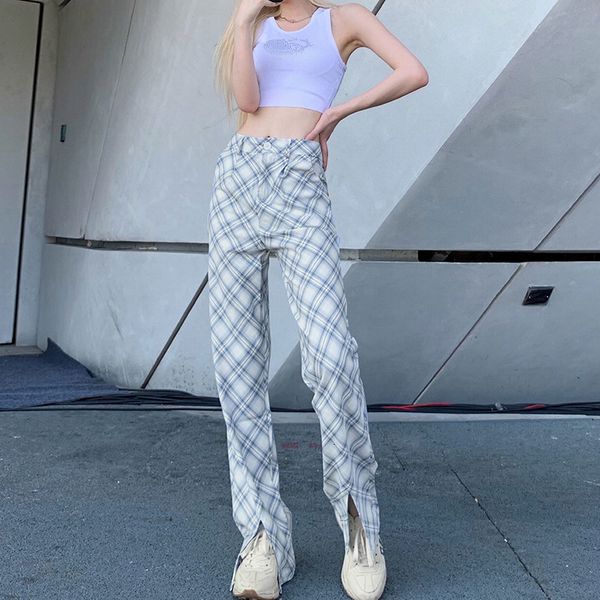 pants trousers wind 2021 plaid women's high waist drooping feeling show thin leg straight leisure, Black;white
pants trousers wind 2021 plaid women's high waist drooping feeling show thin leg straight leisure, Black;white