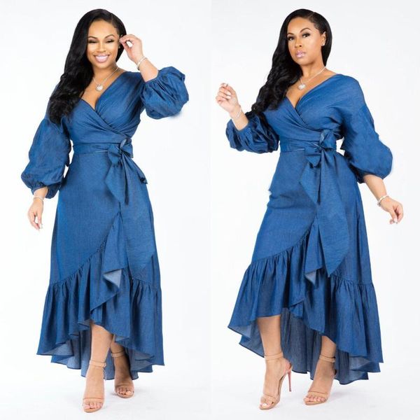 casual dresses 2021 summer product european and american women's temperament wrinkled irregular denim skirt lantern sleeve, Black;gray
casual dresses 2021 summer product european and american women's temperament wrinkled irregular denim skirt lantern sleeve, Black;gray
