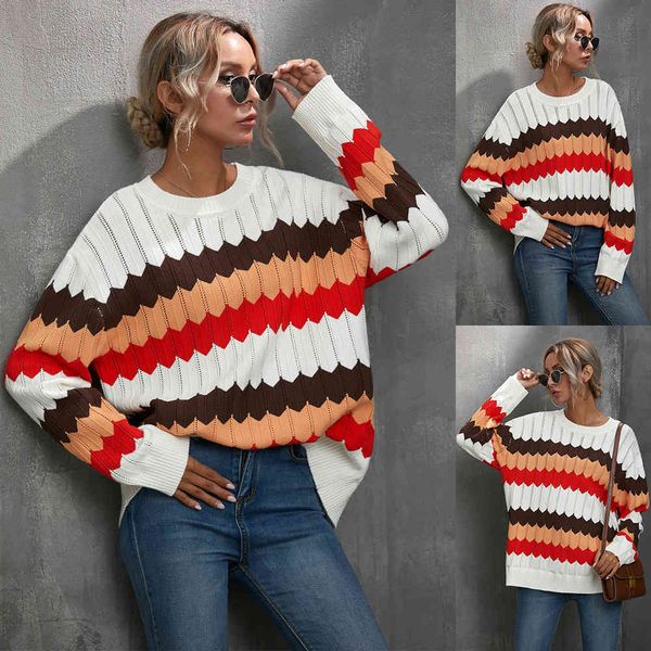 women's sweaters wavy pattern color matching autumn and winter casual striped gvdx, White;black
women's sweaters wavy pattern color matching autumn and winter casual striped gvdx, White;black