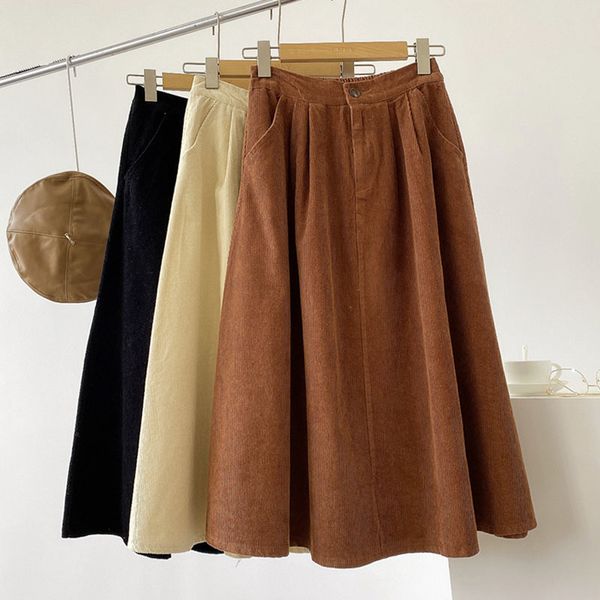 skirts winter solid a-line corduroy pleated thick veet preppy calf long flared skirts, Black
skirts winter solid a-line corduroy pleated thick veet preppy calf long flared skirts, Black