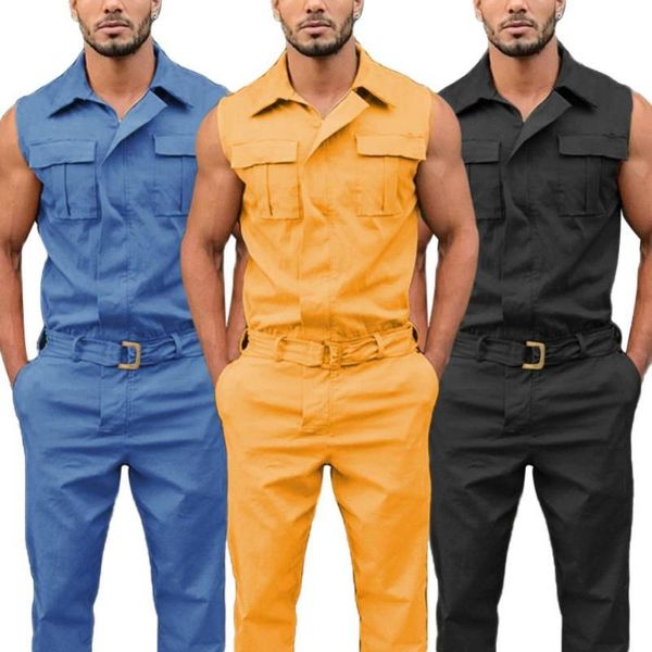 men stylish jumpsuit overall sleeveless pockets wasit belt zipper work clothes men's tracksuits, Gray
men stylish jumpsuit overall sleeveless pockets wasit belt zipper work clothes men's tracksuits, Gray