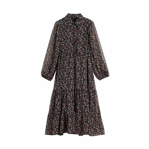women elegant turn down collar floral print casual ruffles midi dress female chiffon vestidos chic party dresses ds3362 210603, Black;gray
women elegant turn down collar floral print casual ruffles midi dress female chiffon vestidos chic party dresses ds3362 210603, Black;gray