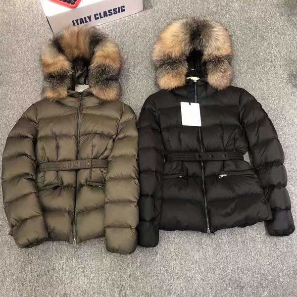 women nylon short down et zipper closure pockets belt thick warm coat classic digner woman fur hood winter loose outwear, Black
women nylon short down et zipper closure pockets belt thick warm coat classic digner woman fur hood winter loose outwear, Black
