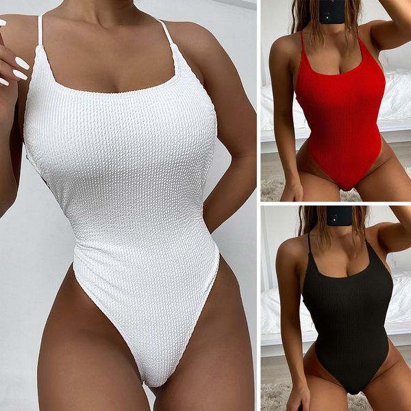 ribbed scoop neck one piece swimsuit women cross back string bathing suits cut out monokini swimwear high waist bodysuit, White;black
ribbed scoop neck one piece swimsuit women cross back string bathing suits cut out monokini swimwear high waist bodysuit, White;black