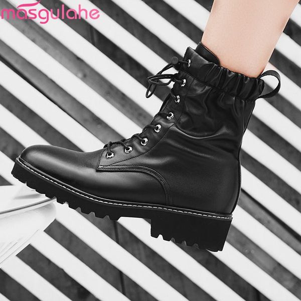 boots masgulahe 2021 arrival women ankle genuine leather shoes fashion lace up punk square heels casual woman, Black
boots masgulahe 2021 arrival women ankle genuine leather shoes fashion lace up punk square heels casual woman, Black