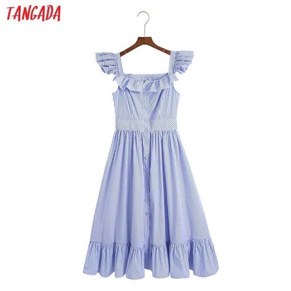 tangada fashion blue striped print ruffles dresses for women female casual summer dress 6z116 210609, Black;gray
tangada fashion blue striped print ruffles dresses for women female casual summer dress 6z116 210609, Black;gray
