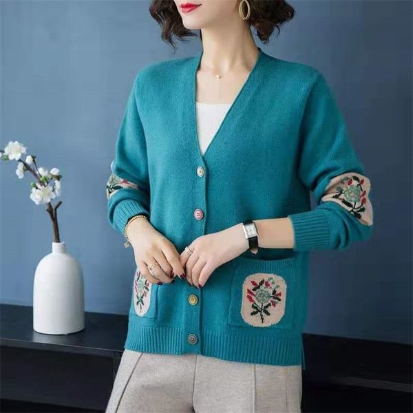 v-neck button embroidery knitted cardigan sweater women thin section flower pocket single-breasted jumpers spring autumn 210427, White;black
v-neck button embroidery knitted cardigan sweater women thin section flower pocket single-breasted jumpers spring autumn 210427, White;black