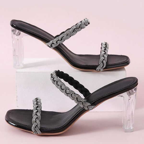dress shoes lucyever fashion weave transparent heels slippers women summer square toe high sandals woman clear heel woven slides, Black
dress shoes lucyever fashion weave transparent heels slippers women summer square toe high sandals woman clear heel woven slides, Black