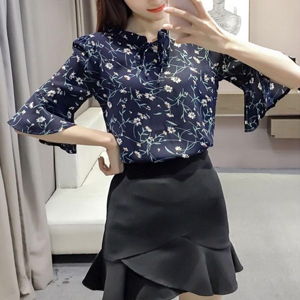 summer chiffon blouse women casual ruffles floral print flare half sleeve lace-up korea fashion blouses women's & shirts, White
summer chiffon blouse women casual ruffles floral print flare half sleeve lace-up korea fashion blouses women's & shirts, White