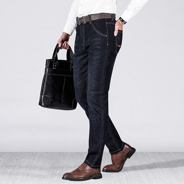 men's jeans luren personality super stretch slim versatile classic middle-aged simple business four seasons pants, Blue
men's jeans luren personality super stretch slim versatile classic middle-aged simple business four seasons pants, Blue