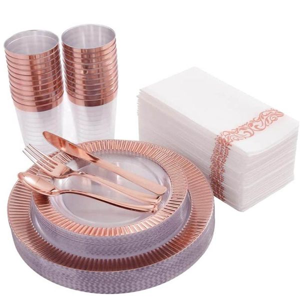 disposable dinnerware 10-piece set of tableware plastic tray with gold edge suitable for birthday wedding party
disposable dinnerware 10-piece set of tableware plastic tray with gold edge suitable for birthday wedding party