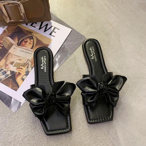 cool slippers female personality beautiful summer wear web celebrity fashion bow soft bottom massage beach shoes, Black
cool slippers female personality beautiful summer wear web celebrity fashion bow soft bottom massage beach shoes, Black