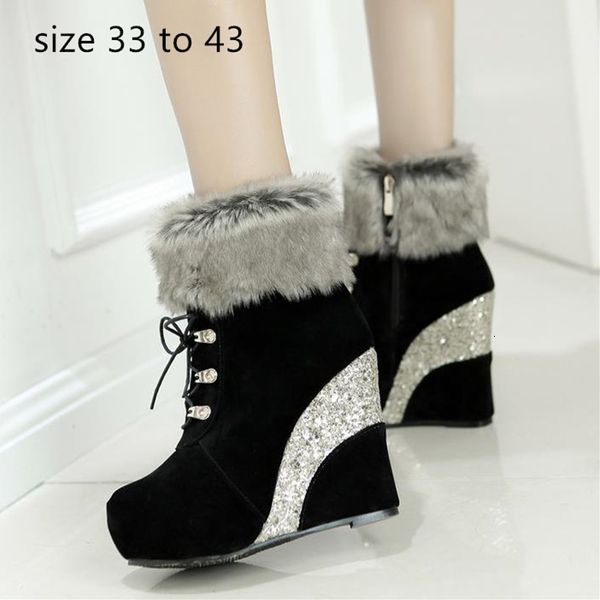 luxury woman ankle booties thick fur winter sequined platform wee designer boots size 33 to 42 43, Black
luxury woman ankle booties thick fur winter sequined platform wee designer boots size 33 to 42 43, Black
