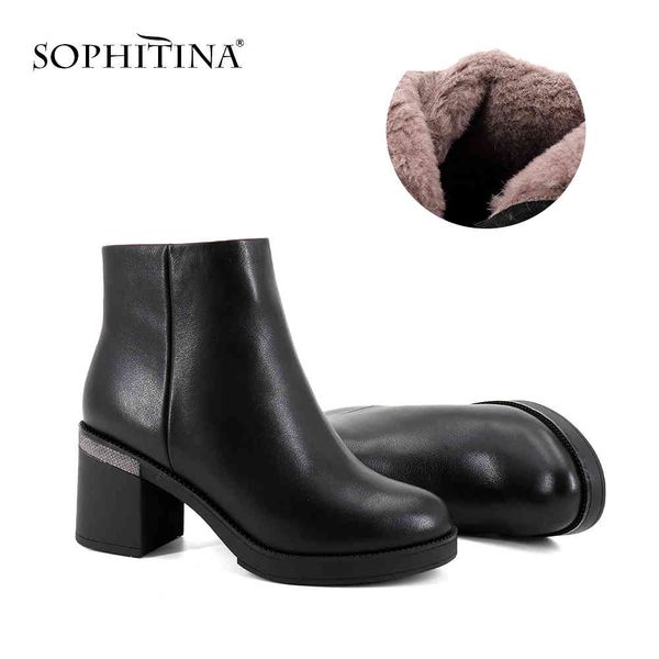 sophitina ankle boots comfortable square heel round toe genuine leather shoes women's boots sc359 210513, Black
sophitina ankle boots comfortable square heel round toe genuine leather shoes women's boots sc359 210513, Black