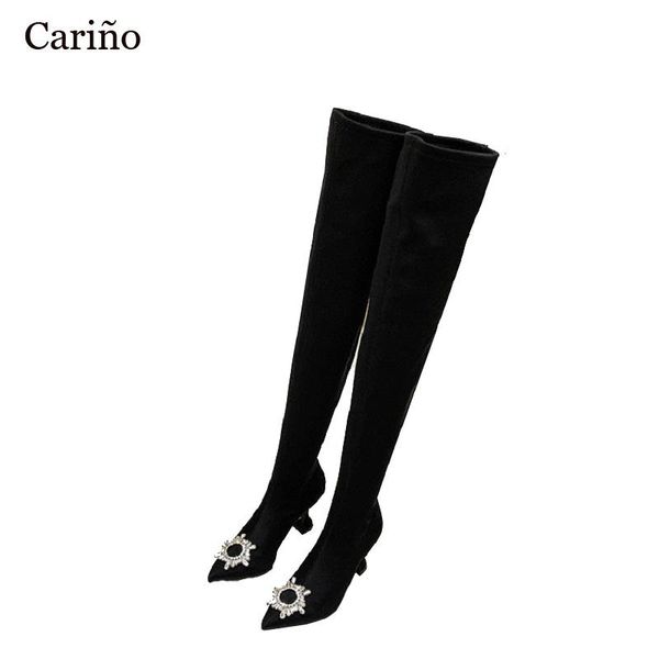 over-the-knee boots for women autumn winter square heel rhinestone buckle pointed toe elastic sock size 34-42, Black
over-the-knee boots for women autumn winter square heel rhinestone buckle pointed toe elastic sock size 34-42, Black