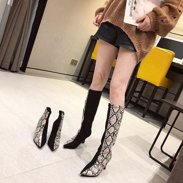 boots women mid calf snake skin texture two-color stitching high heel 7cm zip fashion handmade female shoes 3mu0, Black
boots women mid calf snake skin texture two-color stitching high heel 7cm zip fashion handmade female shoes 3mu0, Black