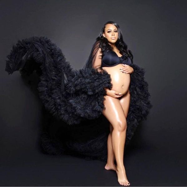 black puffy tulle dresses women long sleeves sheer see through maternity dress plus size for pography robe casual, Black;gray
black puffy tulle dresses women long sleeves sheer see through maternity dress plus size for pography robe casual, Black;gray