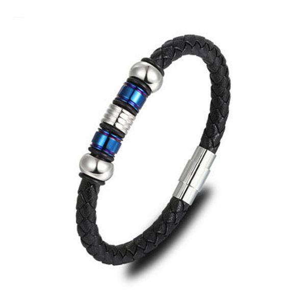 men's leather braided bracelet stainless steel plated three-color bracelet men's leather knitting bracelet factory direct sales, Black
men's leather braided bracelet stainless steel plated three-color bracelet men's leather knitting bracelet factory direct sales, Black