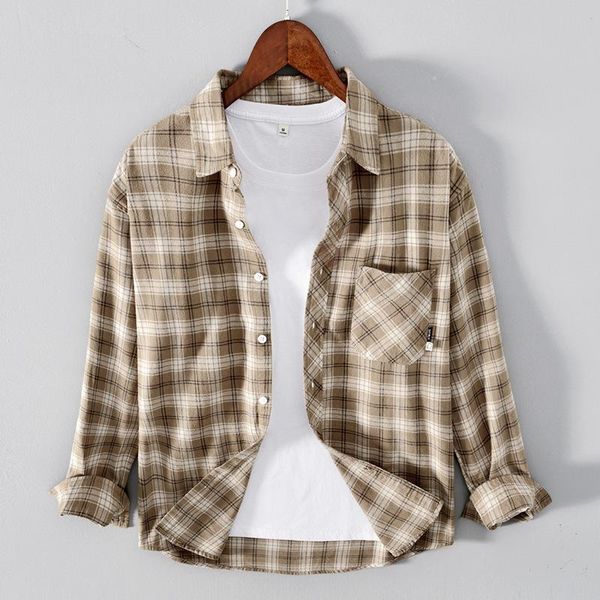 men's casual shirts 1261 japan style retro men plaid flannel brushed loose causal classic simple all-match pocket long sleeve youth mal, White;black
men's casual shirts 1261 japan style retro men plaid flannel brushed loose causal classic simple all-match pocket long sleeve youth mal, White;black