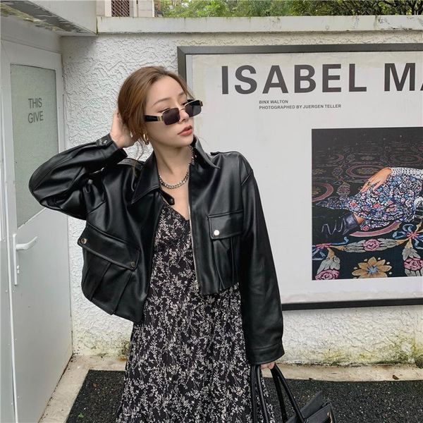 women's jackets leather jacket women high street moto biker zipper female 2022 spring loose streetwear large size clothing mt539, Black;brown
women's jackets leather jacket women high street moto biker zipper female 2022 spring loose streetwear large size clothing mt539, Black;brown