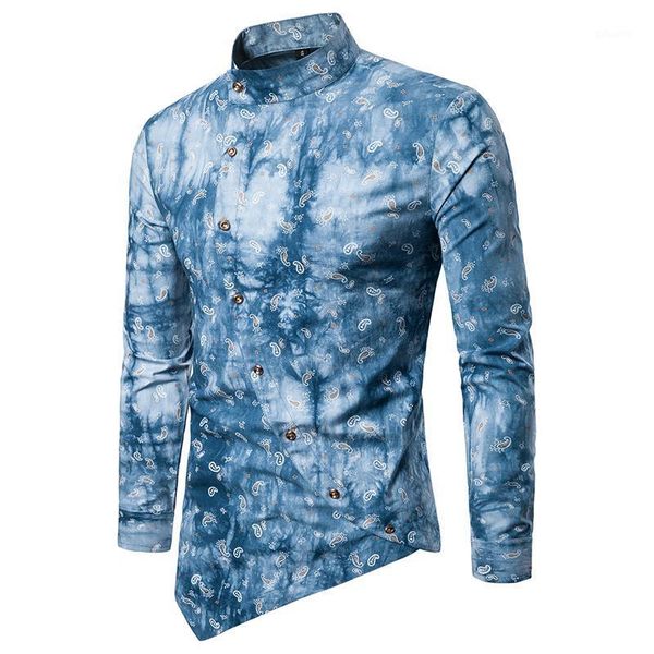 men tuxedo shirt longline irregular hem button personality print dress shirts slim stand collar casual camisas masculina men's, White;black
men tuxedo shirt longline irregular hem button personality print dress shirts slim stand collar casual camisas masculina men's, White;black