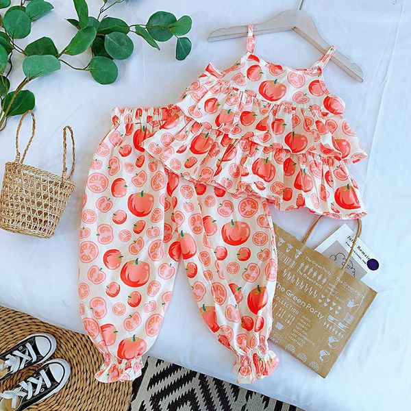 girls summer ruffles cotton and pants set for kids lovely tamato print ins fashion clothing outfit 210529, White
girls summer ruffles cotton and pants set for kids lovely tamato print ins fashion clothing outfit 210529, White
