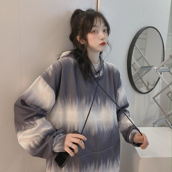 winter women hoodie sweatshirt mid-length waves to dye hair thickening hooded lleece jacket harajuku vintage high street tie-dye women', Black
winter women hoodie sweatshirt mid-length waves to dye hair thickening hooded lleece jacket harajuku vintage high street tie-dye women', Black