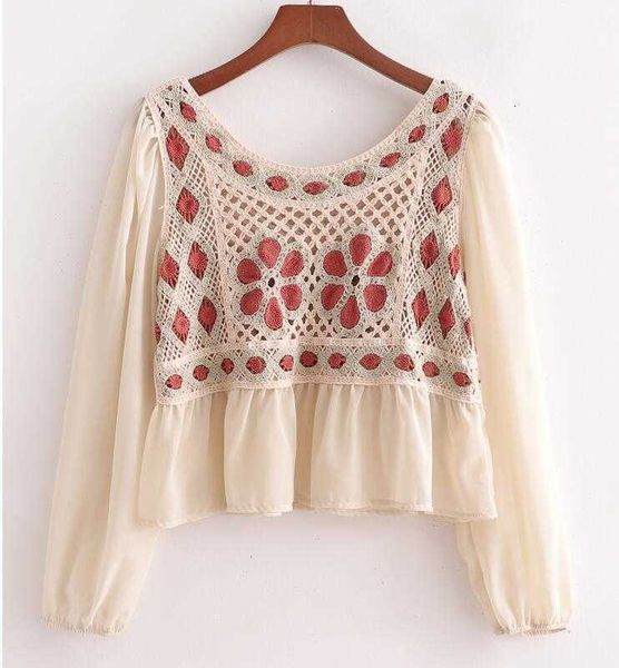 women's blouses & shirts ethnic retro long puff sleeve spliced lace crochet flower short shirt women loose pullover crop x8fn, White
women's blouses & shirts ethnic retro long puff sleeve spliced lace crochet flower short shirt women loose pullover crop x8fn, White