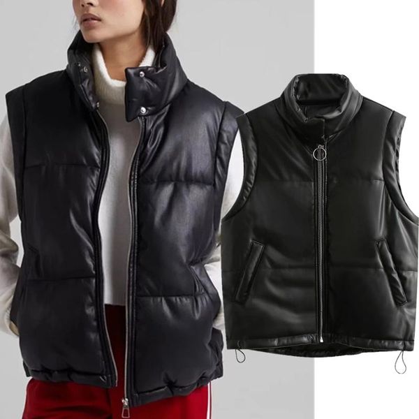 women's vests jenny&dave casaco feminino england style high jacket women street vintage sleeveless leather fashion short vest parka coa, Black;white
women's vests jenny&dave casaco feminino england style high jacket women street vintage sleeveless leather fashion short vest parka coa, Black;white