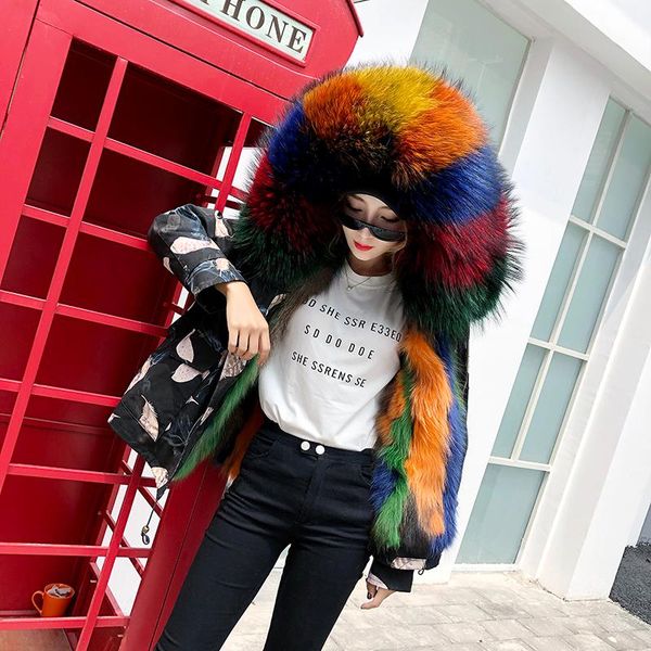 women's fur & faux fashion wild short jacket coat scorpion hair liner to overcome raccoon collar, Black
women's fur & faux fashion wild short jacket coat scorpion hair liner to overcome raccoon collar, Black