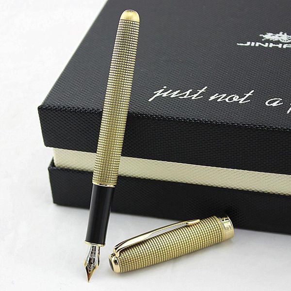 fountain pens retro chain mail pen copper barrel gold arrow clip fine nib jinhao 601a office finance school writing supplies a6488
fountain pens retro chain mail pen copper barrel gold arrow clip fine nib jinhao 601a office finance school writing supplies a6488