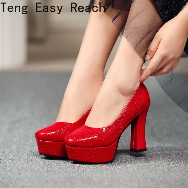 women thick bottom high heels shoes ladies square heel red black pumps patent leather wedding fashion dress
women thick bottom high heels shoes ladies square heel red black pumps patent leather wedding fashion dress