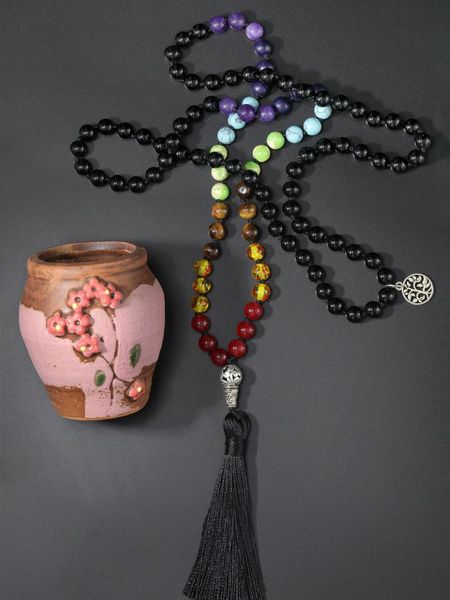 chakra black onyx 108 mala beads necklace bohemian meditation yoga pendant necklaces, Silver
chakra black onyx 108 mala beads necklace bohemian meditation yoga pendant necklaces, Silver
